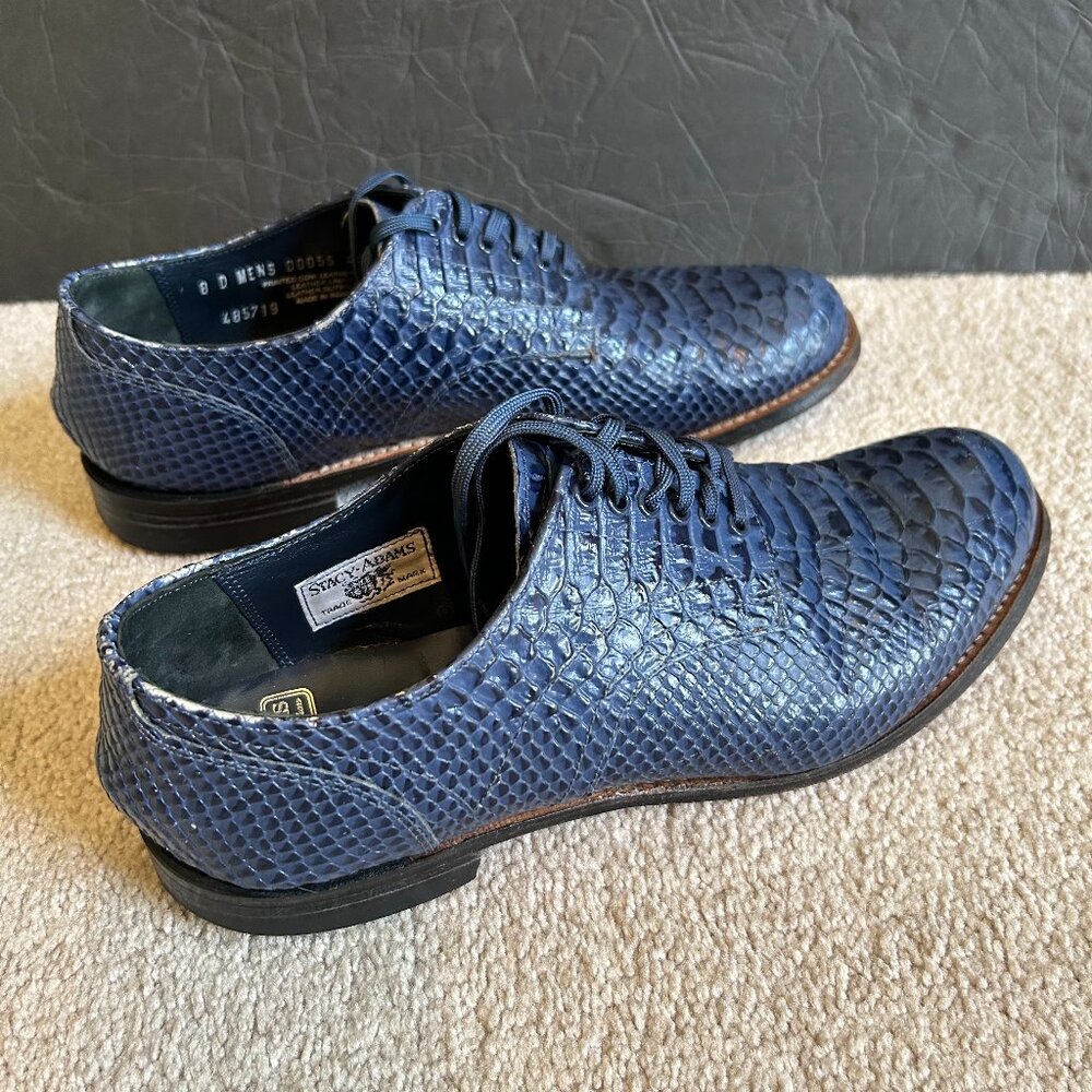 Stacey Adams Madison Anaconda Blue Leather Oxford Dress Shoes Men's Size 8D